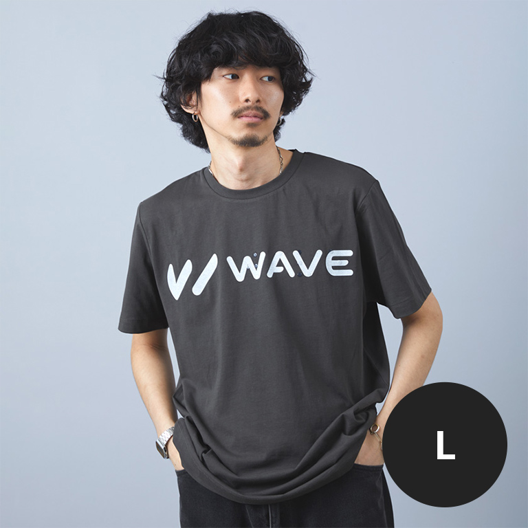 WAVEロゴ 点字モチーフ チャリティ Tシャツ GRAY Lサイズ BACK